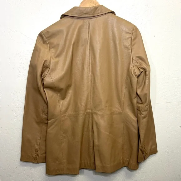 Colebrook Tan Leather Jacket Blazer Size M - Picture 3 of 12